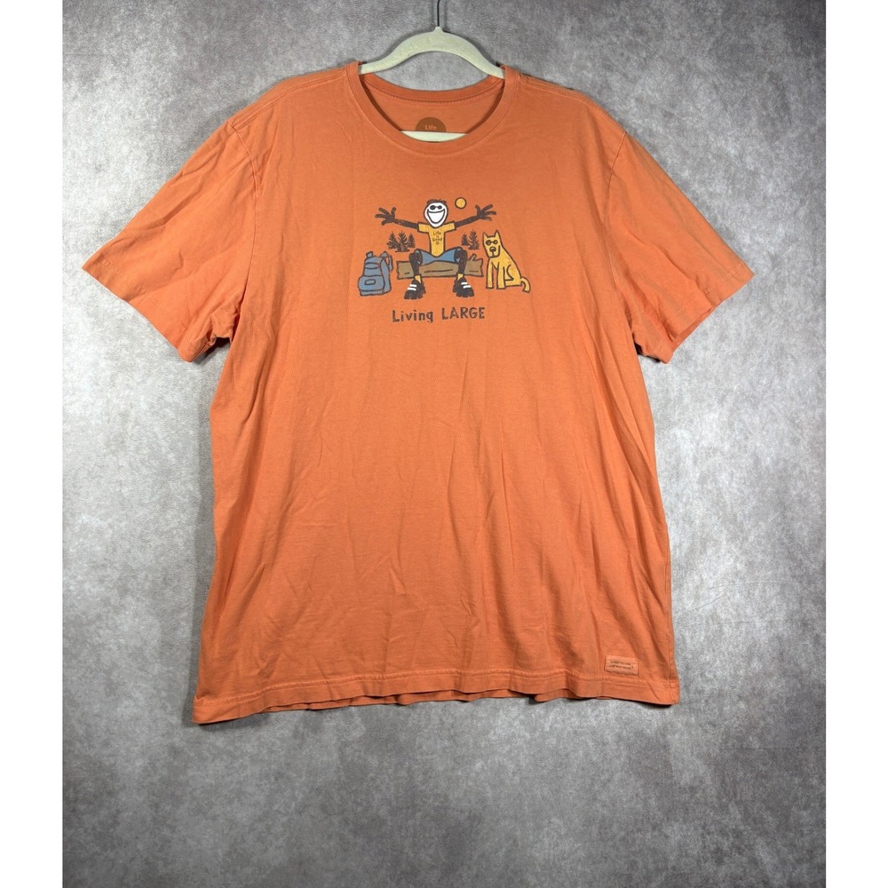 Life is Good T-Shirt Mens Size XL Orange Living Large Crusher Tee Graphic Casual